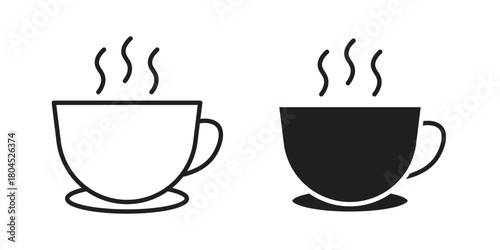 Coffee icon symbol. Illustration for web and mobile app. Line and solid style