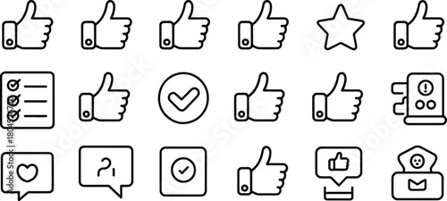 Social Media Icon Set Line Art Style