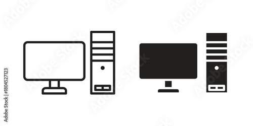 Computer icon symbol. Illustration for web and mobile app. Line and solid style