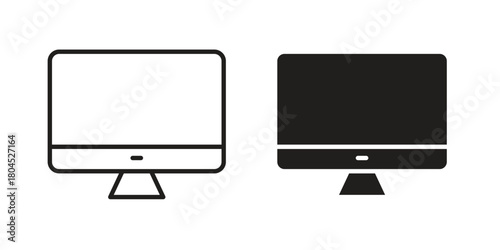 Computer screen icon symbol. Illustration for web and mobile app. Line and solid style