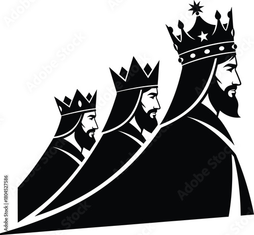 Three wise men kings christmas nativity vector illustration clip art eps silhouette