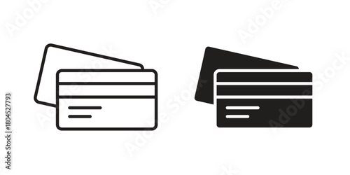 Credit card icon symbol. Illustration for web and mobile app. Line and solid style