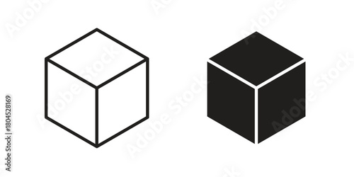 Cube icon symbol. Illustration for web and mobile app. Line and solid style