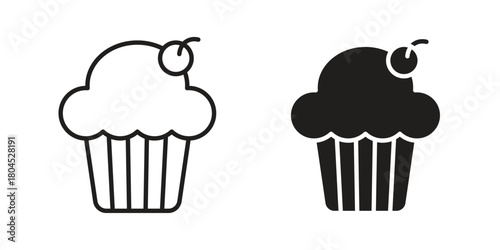 Cupcake icon symbol. Illustration for web and mobile app. Line and solid style