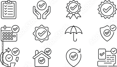 Verification and Validation Icon Set Black and White