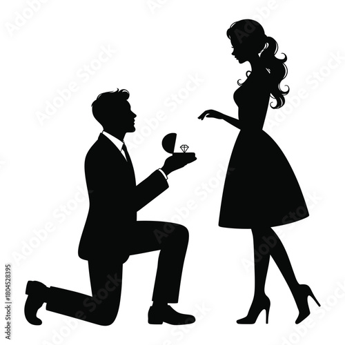 Man Proposing Marriage with Ring Silhouette proposal