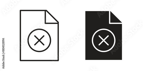Delete Document icon symbol. Illustration for web and mobile app. Line and solid style