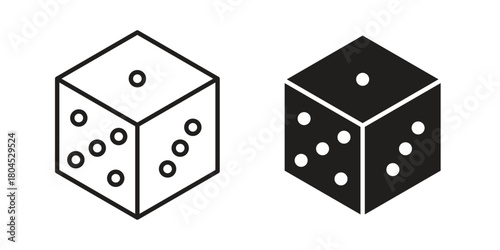 Dice icon symbol. Illustration for web and mobile app. Line and solid style