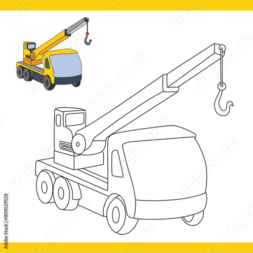 Mobile Crane Copy Colour worksheet for kids