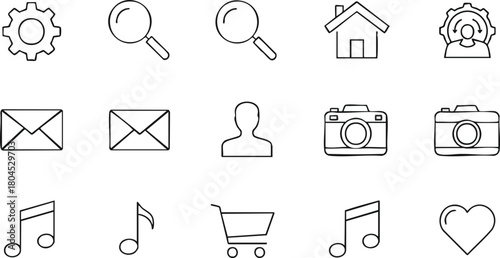 Collection of Simple Line Icons for Web and App Design