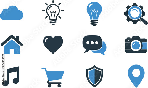 Collection of Modern Iconography Set A Blend of Essential Symbols for Design and Communication