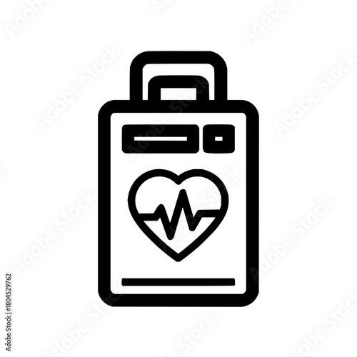 Defibrillator machine vector icon for emergency medical device and heart health monitoring illustration design