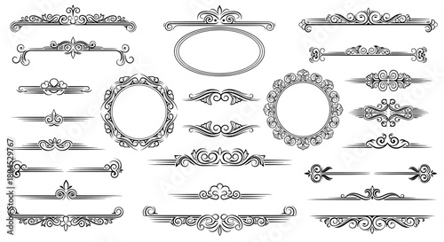 Collection of decorative vintage design elements, frames and dividers.