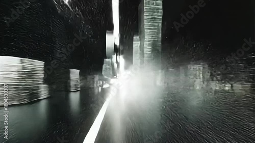 Urban Night Cityscape with Motion Blur: Abstract Art of Modern Architecture and Light Trails