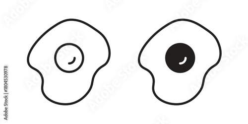 Egg fried icon symbol. Illustration for web and mobile app. Line and solid style