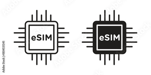 ESIM icon symbol. Illustration for web and mobile app. Line and solid style