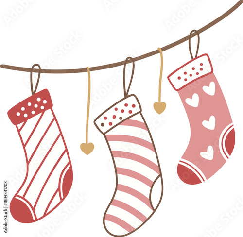 christmas socks hanging on a clothesline