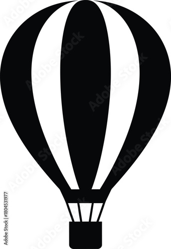 Black and white hot air balloon vector illustration travel adventure eps silhouette