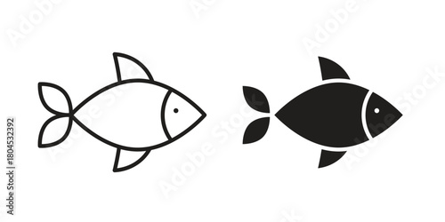 Fish icon symbol. Illustration for web and mobile app. Line and solid style