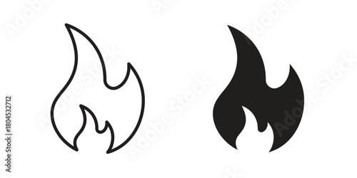 Flame icon symbol. Illustration for web and mobile app. Line and solid style