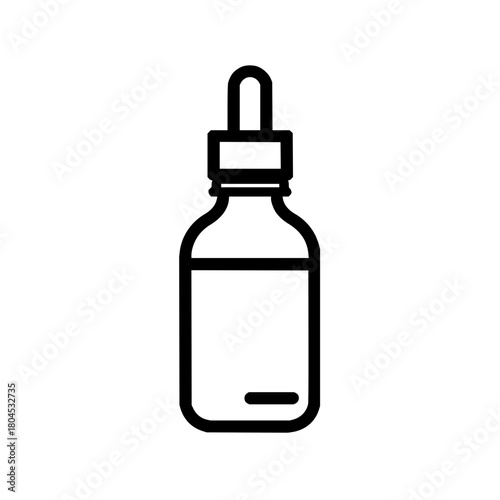 Essential oil bottle with dropper vector icon for aromatherapy and skincare product packaging design template