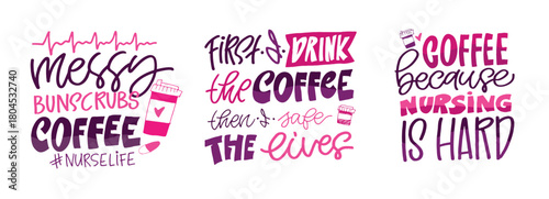 Funny hand drawn doodle lettering quote about Nurse. Lettering for t-shirt design, mug print, bag print, clothes fashion. 100% hand drawn vector image.