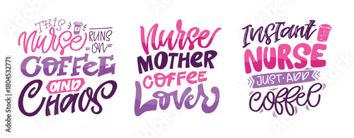 Funny hand drawn doodle lettering quote about Nurse. Lettering for t-shirt design, mug print, bag print, clothes fashion. 100% hand drawn vector image.