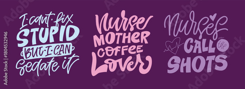 Funny hand drawn doodle lettering quote about Nurse. Lettering for t-shirt design, mug print, bag print, clothes fashion. 100% hand drawn vector image.
