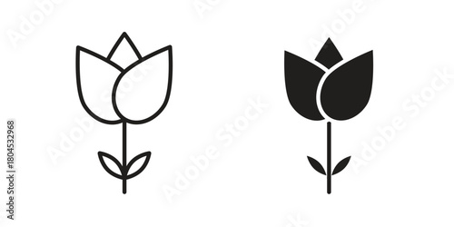 Flower tulip icon symbol. Illustration for web and mobile app. Line and solid style