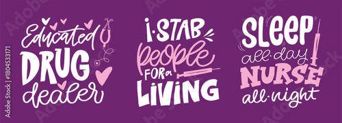 Funny hand drawn doodle lettering quote about Nurse. Lettering for t-shirt design, mug print, bag print, clothes fashion. 100% hand drawn vector image.