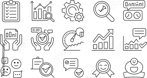Data analysis and business performance evaluation icons