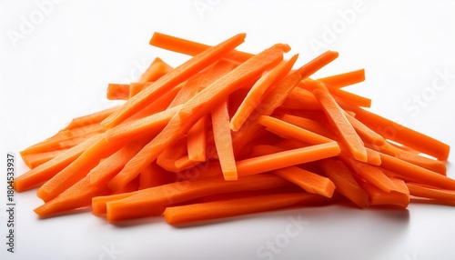 Minimalist Julienne Carrot Matchsticks Isolated On White Clean Cooking