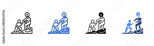 Leadership icon set multiple style collection