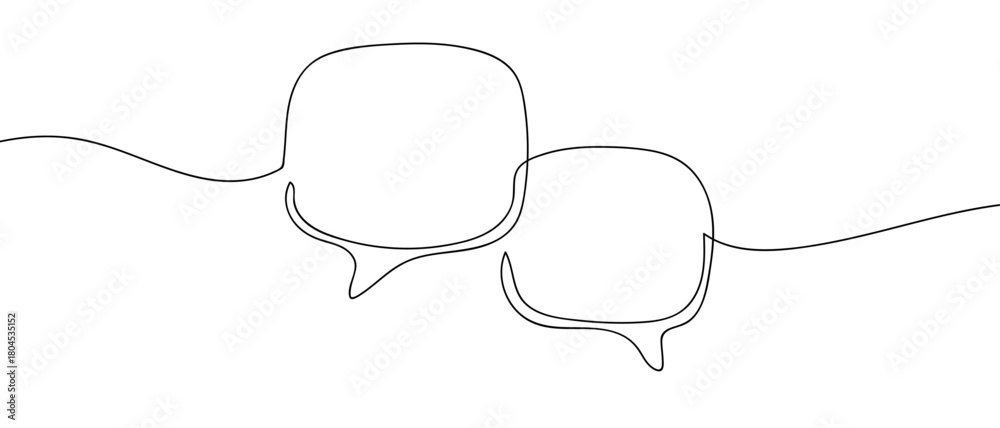 Fototapeta premium Square speech balloon in a continuous line simple linear style. Editable stroke.