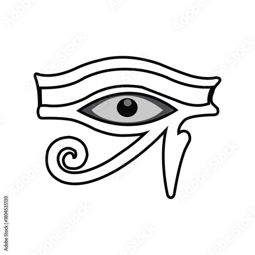 Right Eye of Horus vector icon. Ancient Egyptian symbol of the sun. Mystical talisman of protection for the Pharaohs. Sign of protection and healing. Isolated on white background
