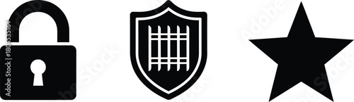 Security lock shield star rating vector icon symbol graphic design eps silhouette