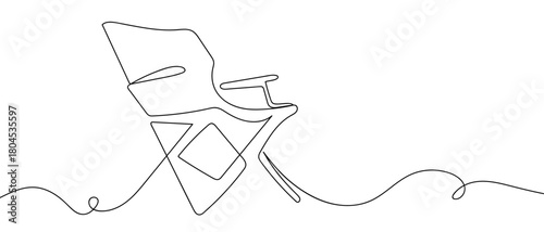 Camping chair in one continuous line simple linear style. Editable stroke.