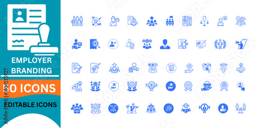 Elevate your brand with these professional employer branding icons, perfect for recruitment, talent acquisition, and human resources marketing materials to attract talent