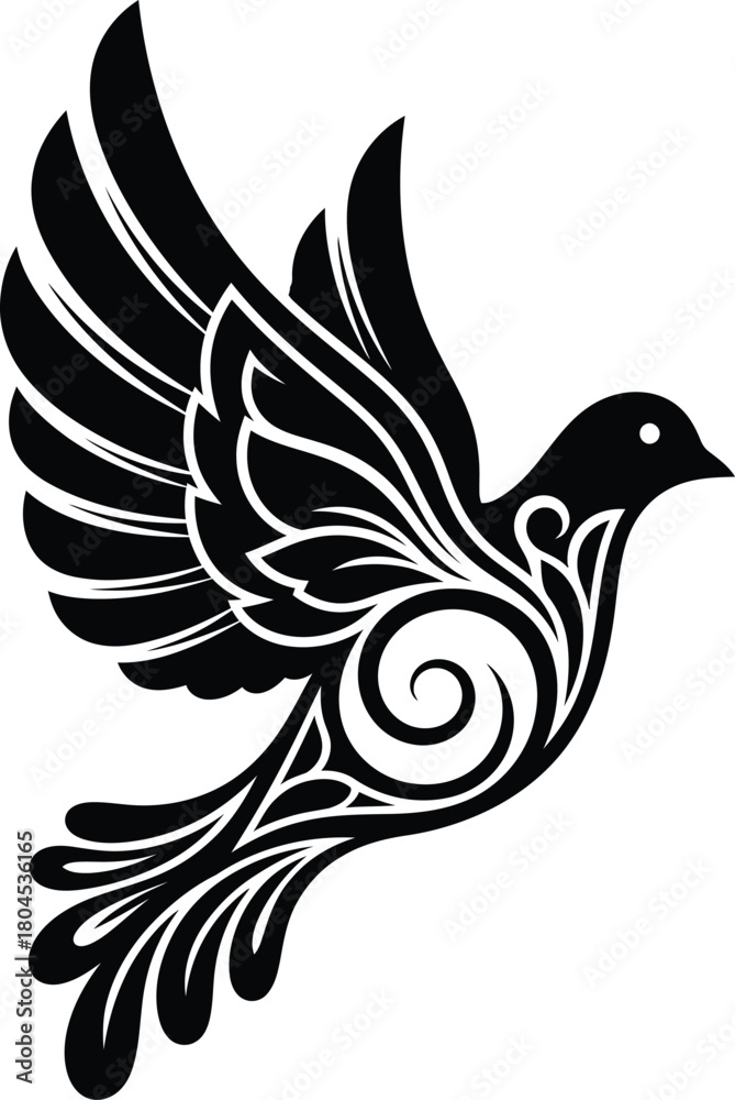 Obraz premium Flying dove silhouette vector illustration peace bird graphic design eps