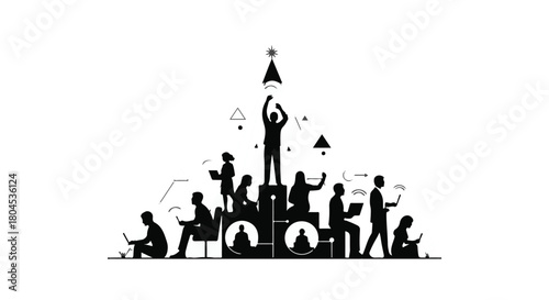 Diverse team collaborates to achieve a shared goal, celebrating success and innovation.