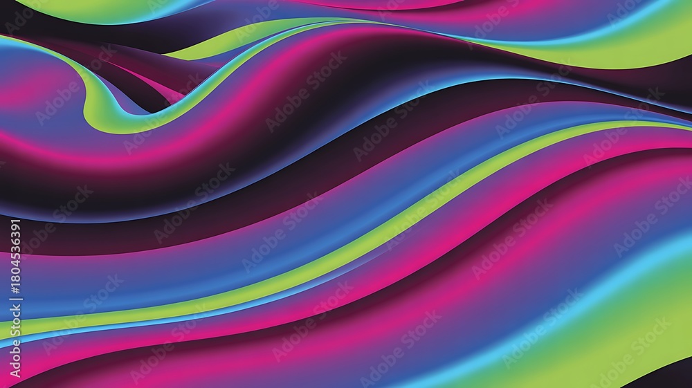 Fototapeta premium Colorful abstract waves with gradients of pink blue and green hues