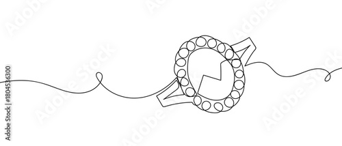 Luxurious diamond ring in one continuous line simple linear style. Editable stroke.