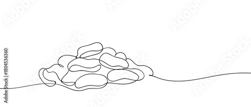 A pile of peanuts in a continuous line simple linear style. Editable stroke.