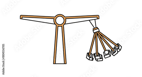 Illustration of a crane with multiple suspended blocks, depicted in a simple, outlined style.