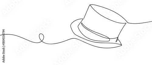 Magician's hat in one continuous line simple linear style. Editable stroke.