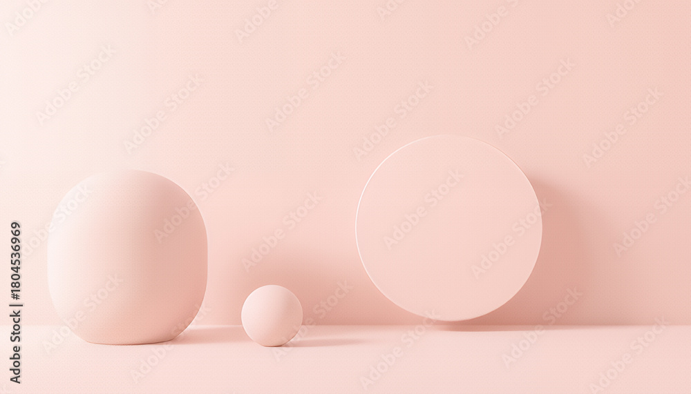 Fototapeta premium Abstract pastel pink geometric shapes and forms on a soft background