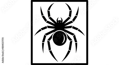 Black spider icon with eight legs, viewed from above, centered in a white rectangle.