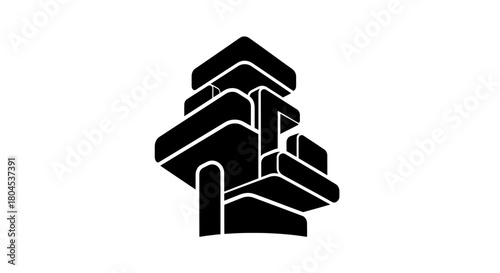 Abstract architectural design composed of geometric shapes, minimalist and bold.