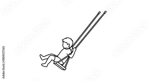 A child is swinging on a swing set, enjoying the ride.