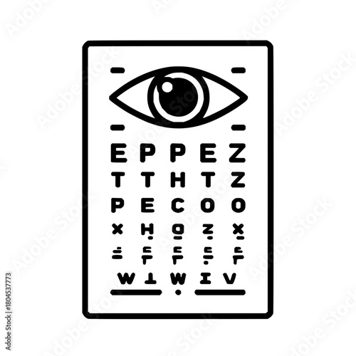Eye exam chart vision test for eyesight acuity and ophthalmology medical health check up and eye care concept